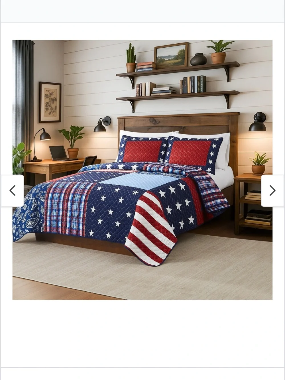 Patriotic Stars & Stripes Quilt Set - Red, White & Blue
